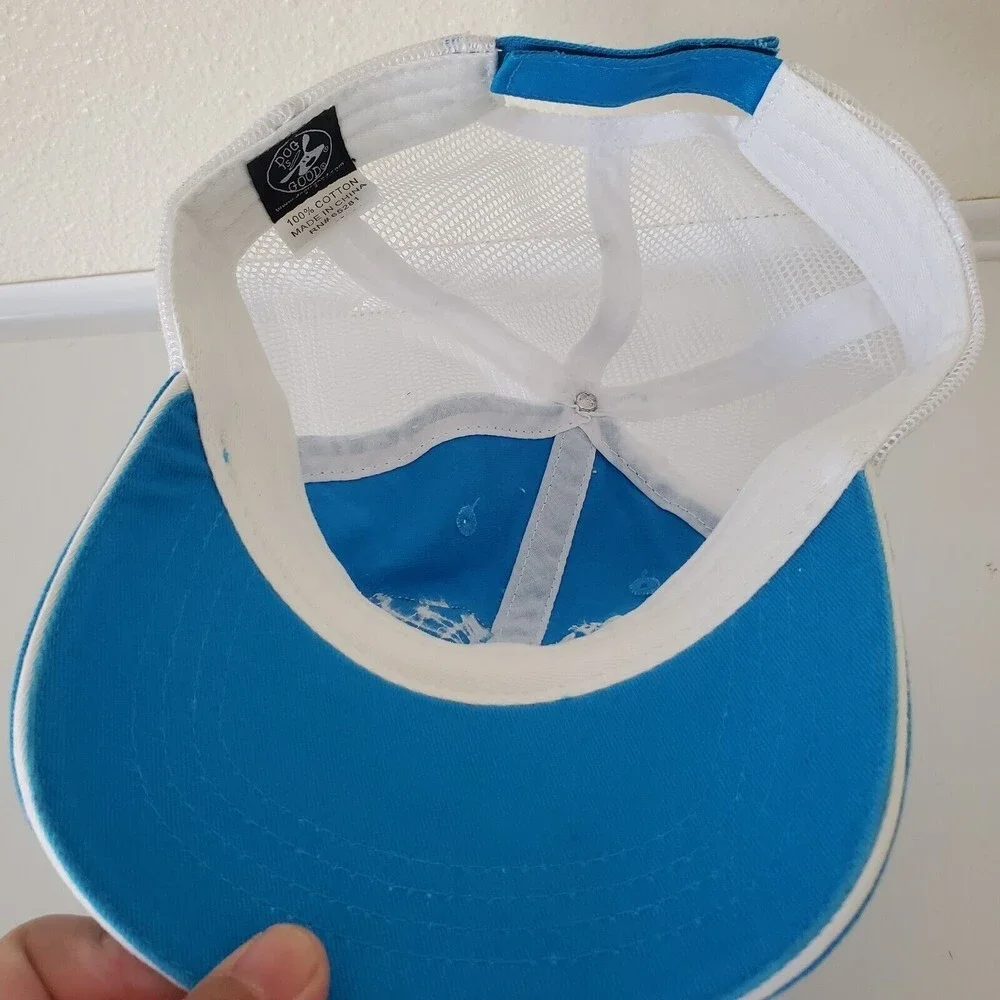Dog Is Good Baseball Cap "Never Hike Alone" one size fits most Blue White Cotton - Picture 4 of 12